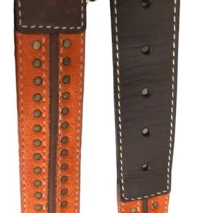 MICHEAL KORS XL orange / rust genuine leather with brass studs 1.5” 43-“